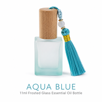 Flacon de parfum vide rechargeable 11 ml en verre dépoli coloré avec bouchon en bois et applicateur à bille, idéal pour huiles essentielles – Offre Spéciale