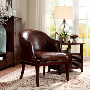 Chaise de salle à manger de luxe industrielle américaine, <span class=keywords><strong>fauteuil</strong></span> vintage en <span class=keywords><strong>cuir</strong></span> et velours <span class=keywords><strong>marron</strong></span>, bois massif, pour hôtel, restaurant, salon, bar - Product Image 2