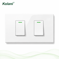Interrupteur modulaire 2 gangs de taille 120, montage encastré, 16A 250V, blanc brillant, panneau PC ignifuge, DIY, durable, pour la maison