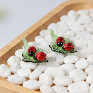 Adornos de Vidrio de Murano Hechos a Mano con Forma de Hojas y <span class=keywords><strong>Coccinella</strong></span> <span class=keywords><strong>Septempunctata</strong></span>, Ideales para Micro-Paisajismo y Jardinería - Product Image 5