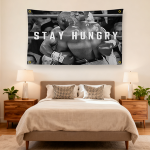 Tapestry da <span class=keywords><strong>boxe</strong></span> di Mike <span class=keywords><strong>Tyson</strong></span> "Stay Hungry", bandiera decorativa da parete con scena di combattimento in bianco e nero - Product Image 2
