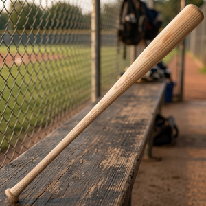 Batte de baseball en bois monobloc polie, bois massif, grain de bois clair naturel, batte d'entraînement - Product Image 3