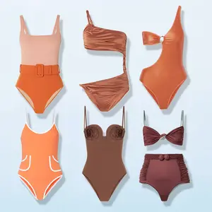 HL wholesale 2023 trendy sexy orange swimsuit cutout bathing suits swimwear beachwear custom top quality women monokini swimwear