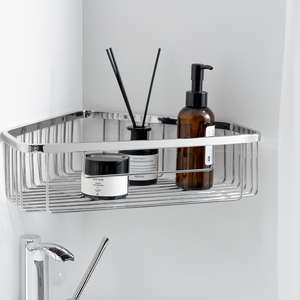 Porte-serviettes triangulaire en acier inoxydable avec étagère, rangement mural imperméable pour salle de bain, organise les articles de douche - Product Image 3