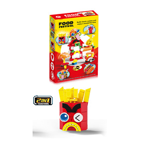 Ensemble de construction alimentaire intelligent 2-en-1 Pièce d'affichage pour burger à puce de monstre à recul Ensemble de construction stylisé 58-88 pièces Ensemble de jouets - Product Image 1