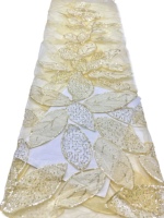 Tissu en dentelle à paillettes 100% polyester de haute qualité avec motif floral, style élégant et luxueux pour robes de mariée