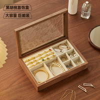 Boîte de rangement de bijoux en bois de luxe pour bagues, boucles d'oreilles, colliers, bracelets, rangement à domicile et cadeaux de fêtes, boîte à bijoux de luxe