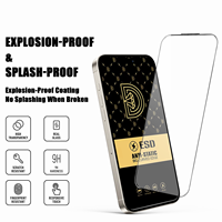 Gouden Diamant Anti-Statische Esd 0.4Mm Volledige Cover 9H Gehard Glas Schermbeschermer Voor Iphone 13 16 15 Pro 17 Pro Max 15 Plus