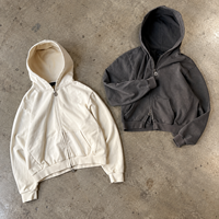 Sweat-shirts à capuche blancs et noirs avec trou, fermeture éclair, sans cordon, en polaire, pour homme