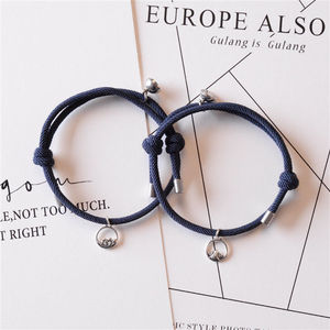 Lovers Magnetic Bracelets Black Rope Tibetan Silver Charm Unisex Gift Jewelry - Product Image 3