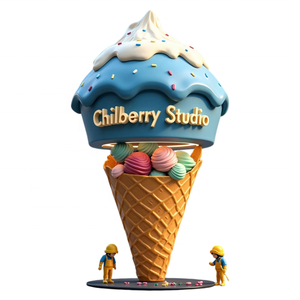 Scultura Gigante in Vetroresina a Forma di Cono Gelato per Esterni, Statua Realistica in FRP per Centri Commerciali e Decorazioni per Negozi - Product Image 6