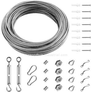 Cordes suspendues tendeur de <span class=keywords><strong>fil</strong></span> Kit de <span class=keywords><strong>suspension</strong></span> de câble en acier enduit de PVC <span class=keywords><strong>transparent</strong></span> 50 '3mm câble en acier inoxydable - Product Image 1