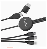 Kabel Data Pengisian Cepat 3-in-1 Berkualitas Tinggi, Berbahan Nilon Kepang, Pengisi Daya Ponsel Aluminium Micro USB Type C dengan Logo LED