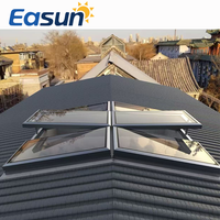 Fenêtre de toit électrique automatique à double vitrage avec cadre en aluminium, étanche, à ouverture battante, avec contrôle anti-insectes, directement de l'usine
