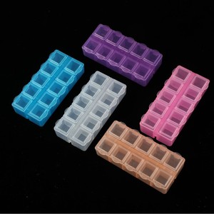 Small Double Row 10 Compartment Storage Box With Individual Lids For Nail Art Rhinestone Decals Jewelry Organizers - Product Image 3