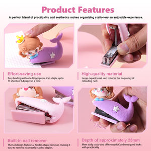 Engrapadora de la Princesa Sirena Mágica (N.º 10) - Linda <span class=keywords><strong>Chica</strong></span> Montando en una Ballena/Delfín, Papelería Kawaii para Oficina/Escuela, Regalo para Niños, Marca Miax 500 - Product Image 5