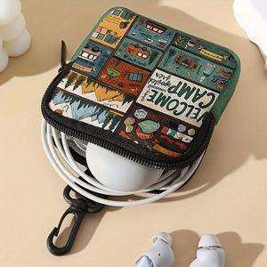 Monedero estampado de cuero artificial, impermeable, de imitación de cuero, bolsa de almacenamiento con cremallera, mini bolsa multifuncional portátil para auriculares - Product Image 3