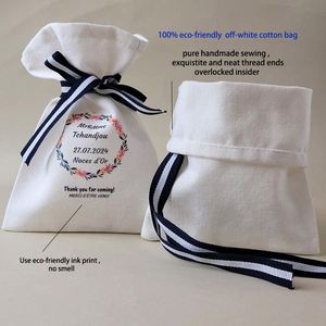 Bolsa de tela de algodón orgánico suave al por mayor, personalizada, reciclada, colorida, con cordón, para lápiz labial - Product Image 6