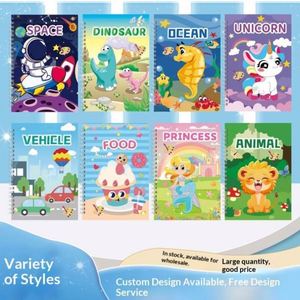 Cheap Custom Wholesale High Quality Spiral Hard Cover Cardboard <b>Animal</b> Theme Kids Coloring Books Built-in Paint Palette - Product Image 2