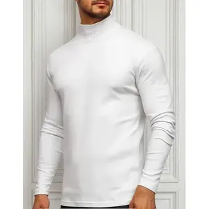 Eurus <b>Men's</b> <b>Long</b> Sleeve Russian Collar <b>T</b>-<b>Shirt</b> Cotton Knitted Solid Pattern Casual Fit 220gsm Silk Screen Printing Regular Size - Product Image 3