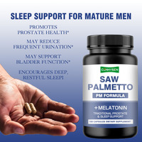Les capsules de Saw Palmetto avec de la mélatonine favorisent la santé de la prostate et favorisent un sommeil réparateur profond pour les adultes