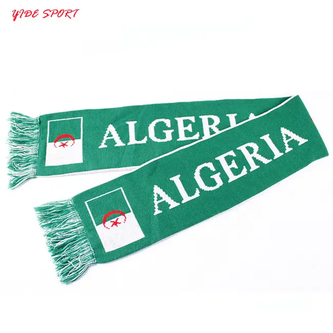 Drapeau national algérien Écharpe de football en jacquard tricoté double face