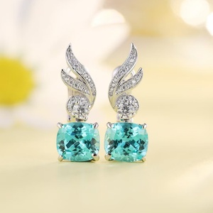 ต่างหูเพชรเม็ดเดี่ยวเคลือบทอง 14K พาราอิบาสังเคราะห์ ขายดี 1 กะรัต 2 กะรัต 3 กะรัต สำหรับผู้หญิง เครื่องประดับงานแต่งงาน - Product Image 4