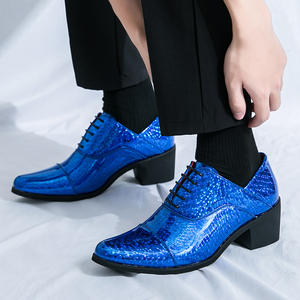 Chaussures en cuir habillées pour hommes, grande taille, cuir à talon haut pour hommes, chaussures de mariage pour marié de bureau augmentant la taille - Product Image 2