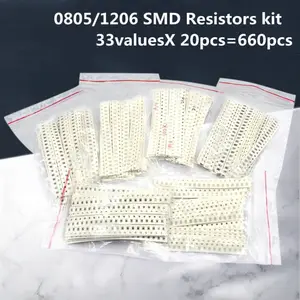 33valuesX 20pcs=660pcs 0603 0805 1206 SMD Resistor Kit Assorted 1R to 1M ohm 1% SMD Sample Kit DIY 3.3R 5.1R 10R 47R 62R 82R 1K