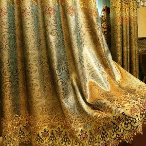 Luxueux délicat rideau de maison pour salon doré hôtel porte chambre broderie drapé assombrissement rideaux pour Villa
