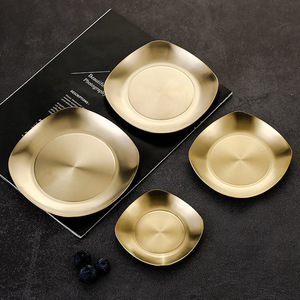 Stainless Steel Snack Plates 304 Round Square Set For Food Serving Dessert Kimchi <b>BBQ</b> Side Dish - Product Image 3