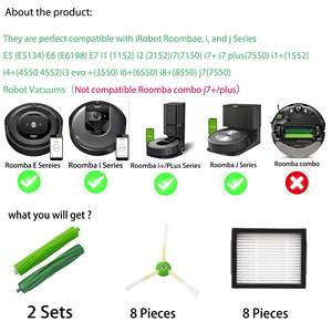 Accesorios de repuesto para robot aspirador <span class=keywords><strong>iRobot</strong></span> Roomba j5 <span class=keywords><strong>j7</strong></span> j8 <span class=keywords><strong>Combo</strong></span>: cepillos principales, mopa, bolsa para polvo, cepillo lateral, filtro - Product Image 3