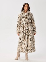 Manteau long en fausse fourrure imprimé léopard des neiges pour femme, chaud et luxueux, avec ceinture et col à revers, idéal pour l'hiver, modèle ODM
