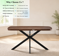 Table à manger moderne OKAY Furniture avec plateau en placage MDF et base en métal noir, mobilier pour la maison et les restaurants, approvisionnement en gros