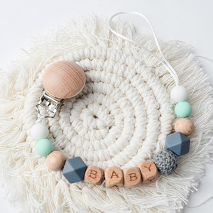 Porte-sucette en Silicone pour bébé, perles, attaches en bois de hêtre, jouet de dentition M3633 - Product Image 5