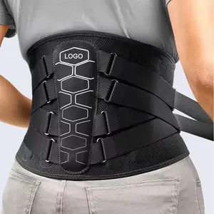 FSPG Heavy Lifting use Back Support Belt Breathable Back Braces for Lower Back Pain Relief with 3 Steel Stays