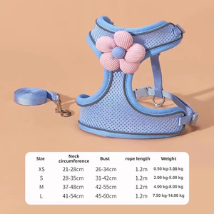 Future pets Cute Comfortable Adjusta ble Daisy Stickerei Weste Stil Nylon Geschirr und Leine für kleine Hunde Katzen Outdoor Walking - Product Image 2