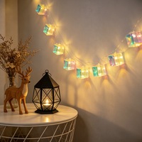 Guirnalda de Luces LED con Estrella de Navidad Iluminada, Hechas a Mano con Material PET, Decoración Brillante y Colorida, Regalo de Navidad o Cumpleaños