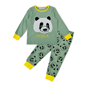 Chine OEM Enfants Vêtements De Nuit PYJAMA Coton Garçons <span class=keywords><strong>Panda</strong></span> Patchwork 2 Pièces À Manches Longues Pyjamas Costumes - Product Image 2
