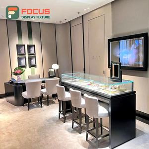 Premium <b>Wall</b> Mounted LED Light Jewelry Counter Glass Display Cabinet Wooden Jewelry Luxury Modern <b>Wall</b> Mounted Display - Product Image 1