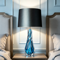 Lampe de table en verre coloré de style américain, luxe léger, bleu, jaune, gris, transparent, cristal, décoration de chambre d'hôtel