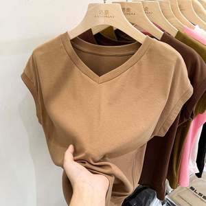 เสื้อยืดผู้หญิงผ้าฝ้ายคุณภาพสูงสำหรับฤดูร้อน ดีไซน์ลำลองแขนสั้น ประดับขนนกและลายปะ เหมาะสำหรับวัยรุ่น - Product Image 6
