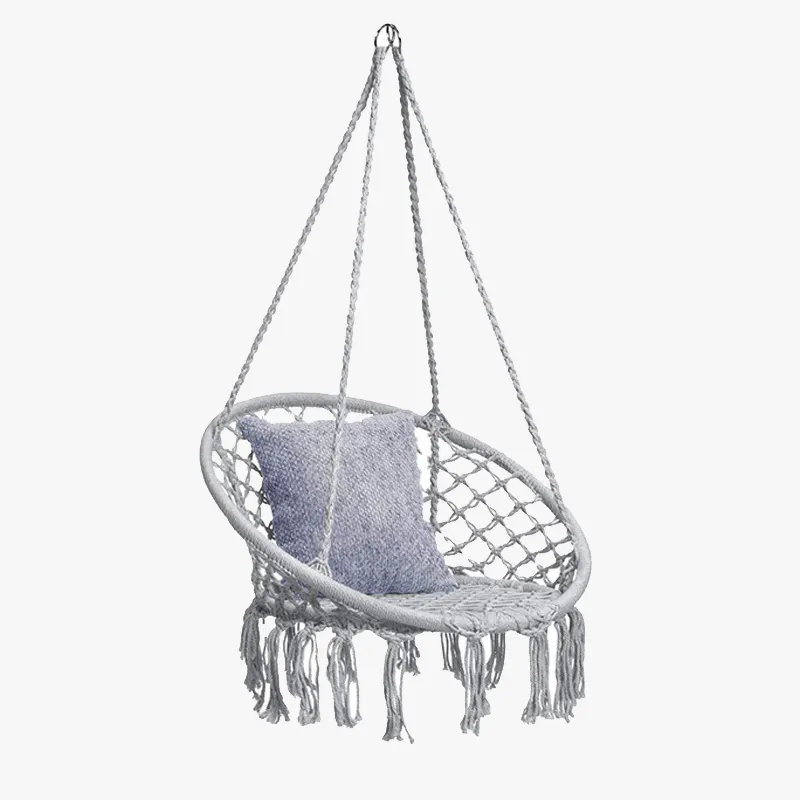 Indoor/Outdoor Swing Hanging Macrame Hammock Chair For Adults