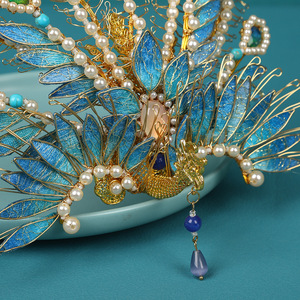 24 designs originaux, faits à la main, accessoires de maquillage de style antique haut de gamme avec fil doré, style dynasties Song et Ming. - Product Image 2