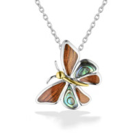 Pendentif en argent sterling 925 plaqué bicolore, motif feuille de maïle hawaïenne, avec abalone et bois de koa, thème vie marine