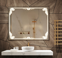 Miroir mural LED rétroéclairé rectangulaire vintage imprimé UV et gravé au laser, idéal pour la décoration intérieure, la salle de bain, la coiffeuse, la chambre et l'hôtel