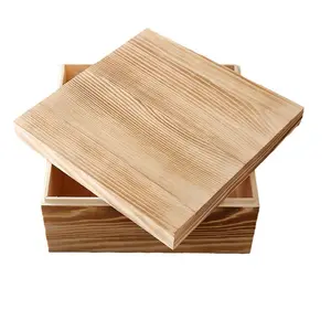 Boîte de rangement personnalisable en bois de pin avec couvercle solide TIMBER CH Cadeau Artisanat Recyclable Estampé Logo Charnière Personnalisée Souvenir Coffrets Cadeaux