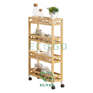 Multifunzione di bambù carrello di stoccaggio <span class=keywords><strong>cucina</strong></span> sottile <span class=keywords><strong>Mobile</strong></span> scaffalature unità che serve 4 livelli carrello carrello con ruote chiudibili a chiave ruote - Product Image 1
