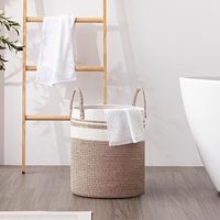 Panier de rangement moderne surdimensionné en corde de coton tressée, écologique, durable, multifonctionnel, gain de place, avec poignée, forme cylindrique
