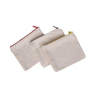 Custom Printed Logo Canvas Pouch <b>Personalised</b> Zipper Top Cotton Fabric Canvas Pouch <b>Bag</b> for Cosmetic Packaging - Product Image 1